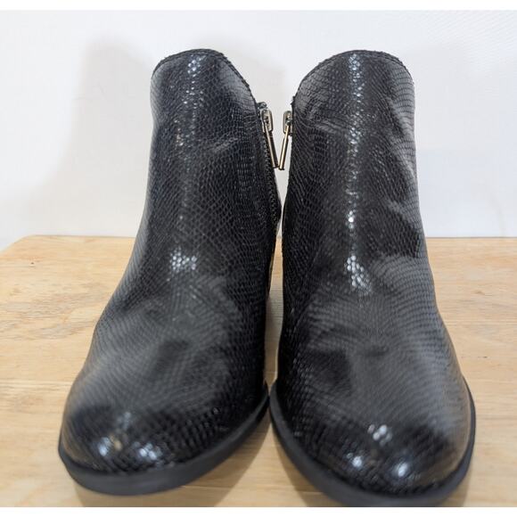 Lucky Brand Basel Black Snake Embossed Leather Double-Zip Booties Women’s 7M - Picture 3 of 8